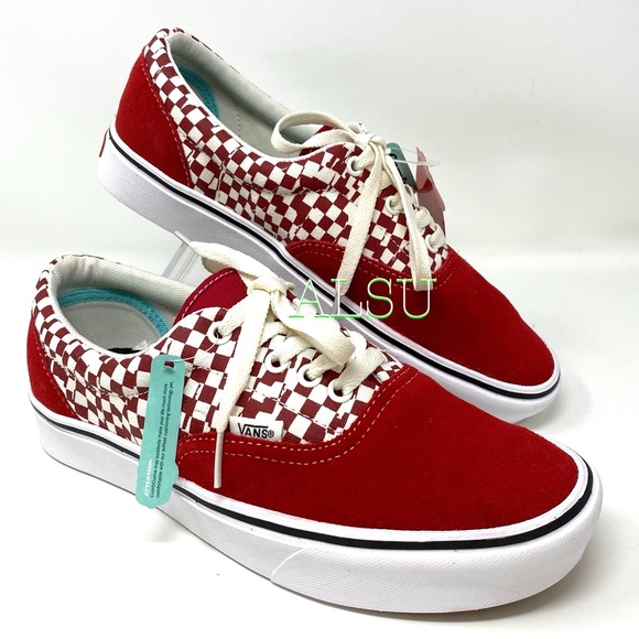 VANS Comfycush Era Tear Check Red Suede Canvas W - Picture 3 of 10